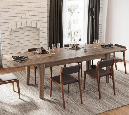 Miniatura 26 de SSLine Mesa de comedor rectangular extensible de 35 a 118 pulgadas, mesa de reuniones de conferencias súper larga para 6, 8, 12 personas, mesas