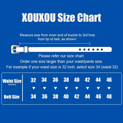 Miniatura 7 de XOUXOU Cinturones de Cuero Casuales para Hombre de Jeans Cinturón Clásico de Trabajo de Negocios de Vestir con Hebilla de Punta para Hombres