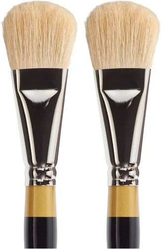 Miniatura 5 de KINGART Premium Original Gold Specialty 9270-3/8 Oval MOP Series - Cepillo para artista, pelo natural blanco suave, mango corto, para acrílico