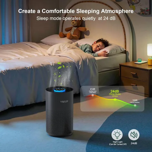 Miniatura 7 de Purificadores de aire para dormitorio y hogar de hasta 1350 pies cuadrados, purificadores de aire VNIUP H14 True HEPA para habitación, con función