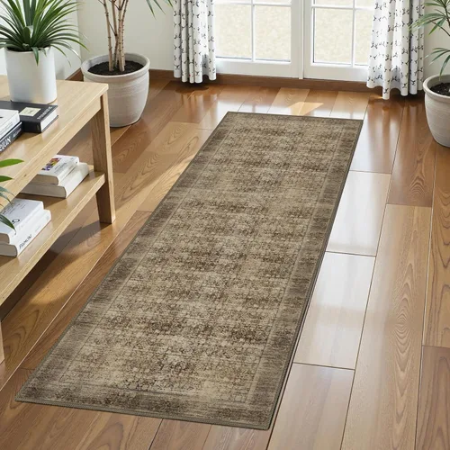 Miniatura 25 de Alfombra de Área Lavable 2'6'' x 8' Alfombra Persa Tradicional Vintage - Alfombra Plegable Desgastada Antideslizante Lavable a Máquina para Sala