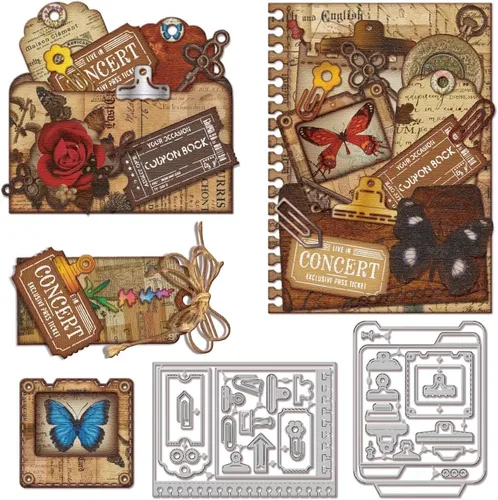 Miniatura 11 de GLOBLELAND Troqueles de corte de página para botellas para bricolaje álbumes de recortes, planificador de metal, troqueles de corte de marco