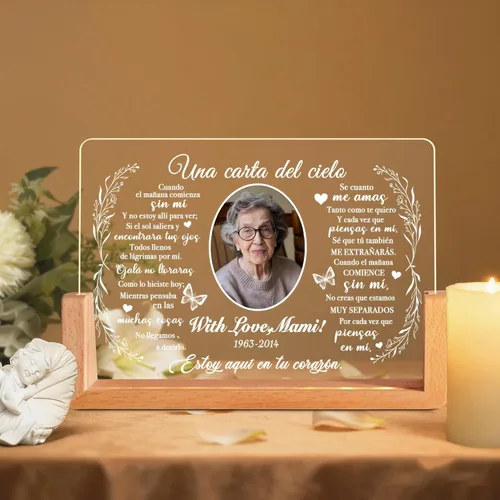 Miniatura 12 de Placa de luz conmemorativa personalizada con foto, regalo de condolencias personalizado por la pérdida de mamá, papá o ser querido, recuerdo