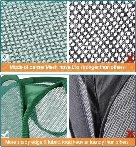 Miniatura 4 de Cestas plegables duraderas para lavandería, cesta desplegable resistente a desgarros para lavandería, cesta de ropa plegable con asas de transporte