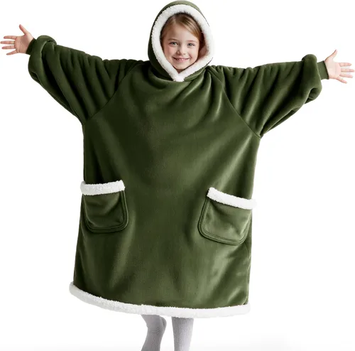 Miniatura 52 de Bedsure Manta con Capucha, Manta Portátil con Capucha como Regalos para Mamá, Regalos de Cumpleaños para Mujeres, Niños y Adolescentes, Sudadera
