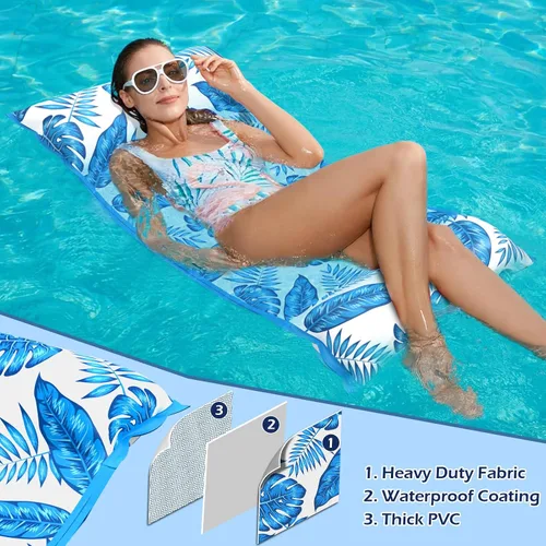 Miniatura 6 de Jasonwell Hamaca de Agua Flotadores para Piscina - PAQUETE DE 2 Flotadores de Hamaca de Piscina Inflables de Tela 4 en 1