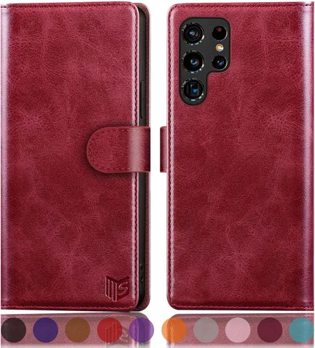 Miniatura 10 de SUANPOT Funda de cuero tipo cartera para Samsung Galaxy S22 Ultra con bloqueo RFID, tarjetero para tarjetas de crédito, funda de teléfono con tapa