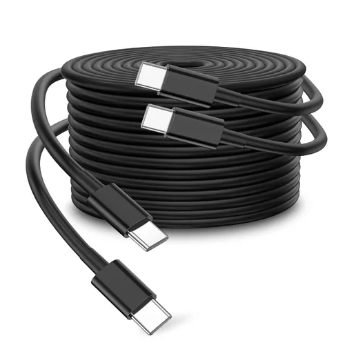 Miniatura 13 de Cable USB C a USB C de 100 W, paquete de 2 unidades de 10 pies, cable USB tipo C a tipo C, cable USB-C compatible con iPhone Blanco