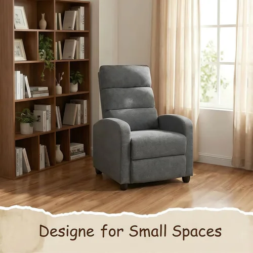 Miniatura 6 de Furnimart Small Manual Recliner Chair for Compact Spaces, Overstuffed Chenille, Chunky Cushion, Comfortable Single Sofa Recliner for Adults, Ideal