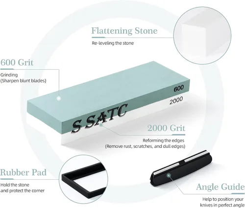 Miniatura 2 de Whetstone 600/2000 Grits - Kit de afilado de piedra húmeda con base de goma antideslizante guía de ángulo y piedra aplanadora