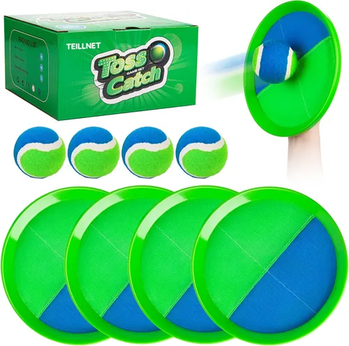 Miniatura 9 de TEILLNET Juego de bolas de remo, juegos al aire libre para adultos y familia, juegos de bádminton para patio trasero con 4 raquetas, 4 bolas 8