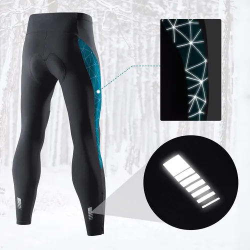 Miniatura 15 de Santic Mallas de ciclismo para hombre, pantalones acolchados, leggings de ciclo, pantalones de bicicleta reflectantes, para invierno, cálido, a