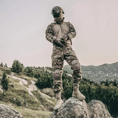 Miniatura 5 de YEVHEV Conjunto de ropa militar de combate G3, ropa táctica de camuflaje, uniforme de caza, equipo de paintball con rodilleras para hombres