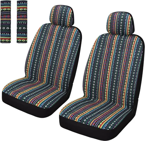 Miniatura 12 de Pariitadin Baja - Fundas para asientos delanteros de automóvil tipo manta de montura con almohadillas para cinturón de seguridad, fundas de asiento