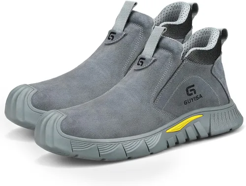 Miniatura 7 de Botas de trabajo para hombre, botas de soldadura sin cordones para hombres, botas de punta de acero indestructibles, zapatos de punta de acero