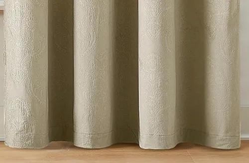 Miniatura 7 de Warm Home Designs Cortinas de terciopelo beige suave con diseño de damasco en relieve de 84 pulgadas de largo. Cortinas opacas de terciopelo