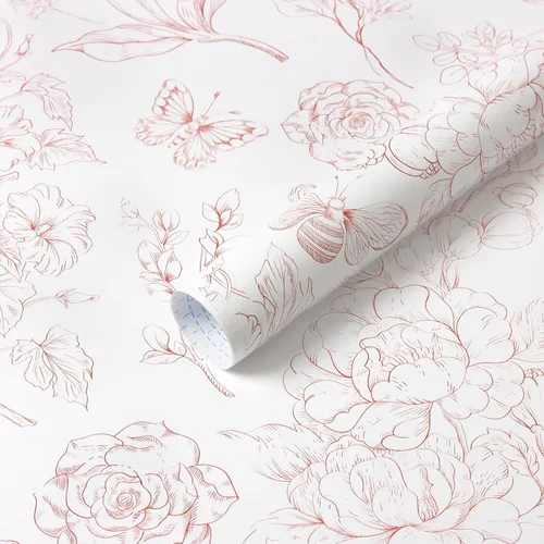 Miniatura 10 de CiCiwind Papel tapiz floral despegar y pegar, papel de contacto azul y blanco, bohemio moderno autoadhesivo removible para baño dormitorio