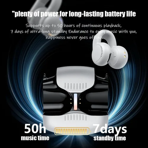 Miniatura 5 de Auriculares inalámbricos Bluetooth con clip Bluetooth 5.3 con clip de oreja para conducción ósea, auriculares inalámbricos para orejas pequeñas