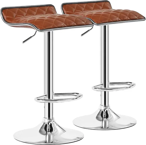Miniatura 15 de VECELO Juego de 2 taburetes de bar ajustables, taburetes de altura de barra para encimera de cocina