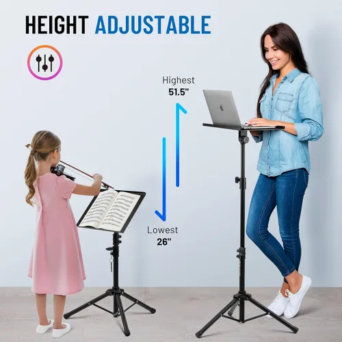 Miniatura 6 de CAHAYA Soporte para Proyector Trípode Ajustable - Estable para Tabletas, Teléfonos, Libros, Altura 26" a 51.5", Soporte Multifuncional para Laptop