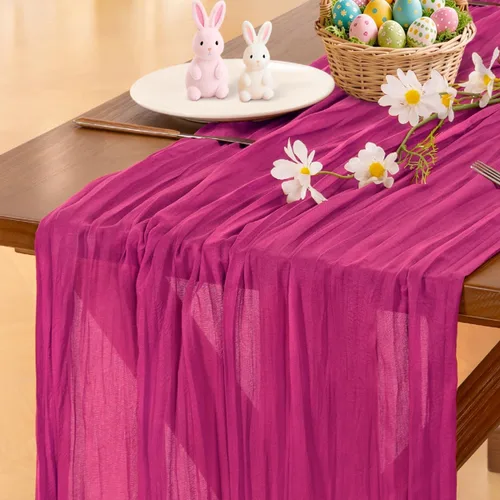 Miniatura 37 de Socomi - 10 caminos de mesa de gasa, estilo bohemio y rústico, para primavera, Pascua, bodas, fiestas, baby showers, cumpleaños y decoración, 120