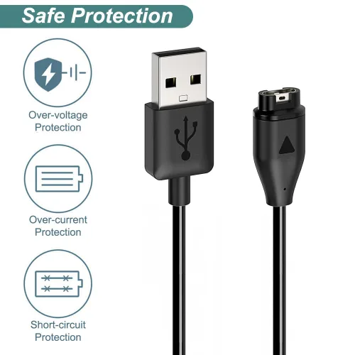 Miniatura 5 de Kissmart Cargador para Garmin Instinct 3 2 2S 2X, cable de carga USB de repuesto más un protector de puerto de carga de silicona verde, enchufe