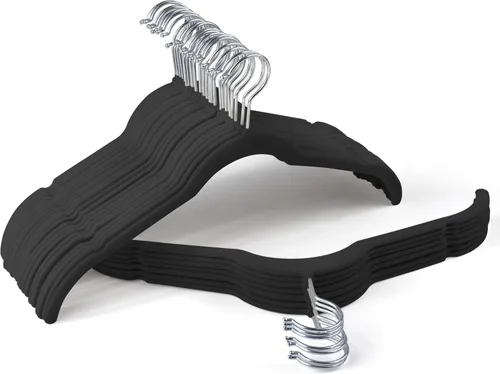 Miniatura 9 de Sishynio Perchas de terciopelo prémium para camisas, paquete de 30 unidades, antideslizante con gancho giratorio de 360°, colgador delgado flocado