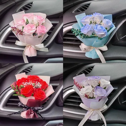Miniatura 2 de Ramo de flores para coche, ambientador, clips de ventilación, mini ramo de flores secas para decoración del coche y del hogar, clip de ventilación