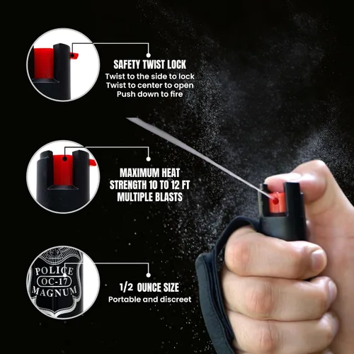Miniatura 5 de POLICE MAGNUM Aerosol de pimienta para autodefensa - Equipo de seguridad para correr, trotar, caminar por la noche, fabricado en los Estados Unidos