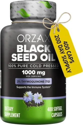 Miniatura 8 de ORZAX Cápsulas orgánicas prensadas en frío de 1000 mg de aceite de semilla negra con 20 mg de timoquinona para apoyo inmunológico, buen cabello