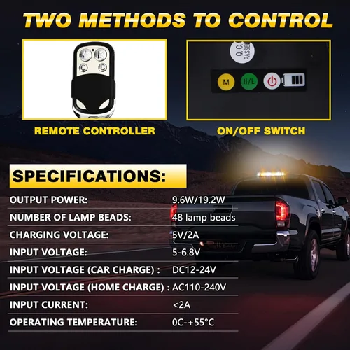 Miniatura 7 de Luz estroboscópica recargable para techo, ámbar y blanca, de emergencia, inalámbrica, con batería, 17 modos de parpadeo, brillo alto y bajo, luces