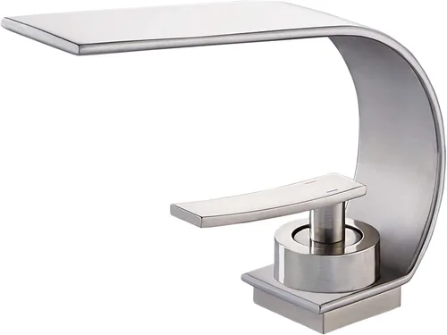 becola Grifo de Baño Moderno, Válvula de Cerámica de Latón de Arco Bajo para Tocador de Un Solo Orificio, Grifo Mezclador de Agua Caliente y Fría