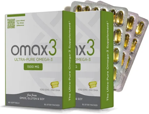 Miniatura 8 de Omax3 Pastillas de aceite de pescado ultra puro Omega 3 1500 mg EPA DHA - Omega3 ácidos grasos suplementos para músculos y articulaciones, sin