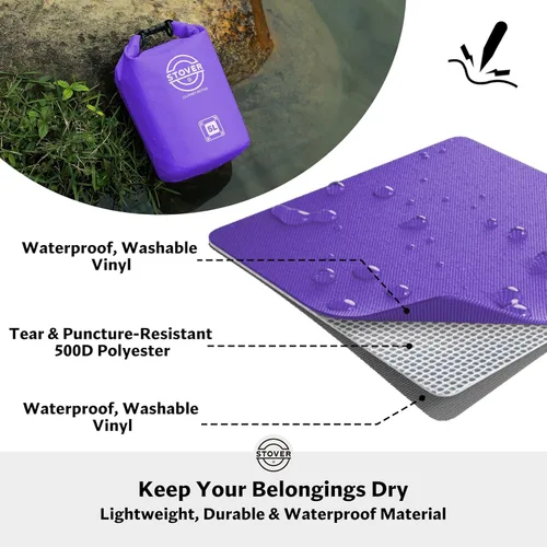 Miniatura 2 de STOVER 5/10/25/30/40/55L Waterproof Dry Bag- Roll-Top Backpack w/Phone Case- Kayaking, Hiking, Camping, Boating- Men/Women 5L Púrpura