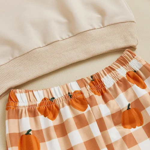 Miniatura 52 de Traje de Halloween para bebé niña, manga larga, cuello redondo, letras de fantasma, parte superior con estampado de fantasma, parte inferior