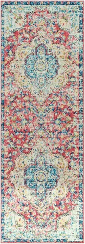Miniatura 3 de Artistic Weavers Romaine - Alfombra vintage con medallón, 2 pies y 7 pulgadas x 7 pies y 6 pulgadas, rosa / azul marino