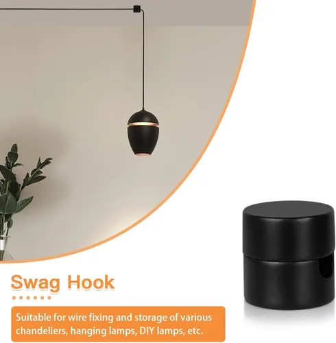 Miniatura 5 de Paquete de 3 Ganchos de Metal Swag para Luces Colgantes de Techo, Gancho de Luz Colgante para Lámpara, Ganchos de Techo Negros, Ganchos de Pared