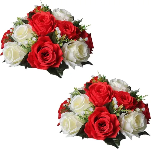 Miniatura 20 de Sziqiqi - 2 flores artificiales, flores de seda, 15 tallos para centros de mesa de flores o arreglos colgantes. Blanco puro