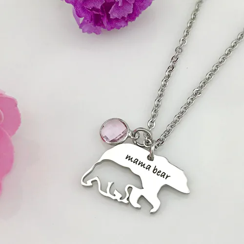 Miniatura 3 de YOUFENG Collar para mamá o madre con colgante de oso de 12 meses para mujeres y niñas, Cristal, circonita