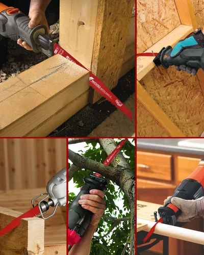 Miniatura 5 de Paquete de 25 hojas de sierra recíproca de 6 pulgadas, 6/12 TPI para madera con clavos incrustados..