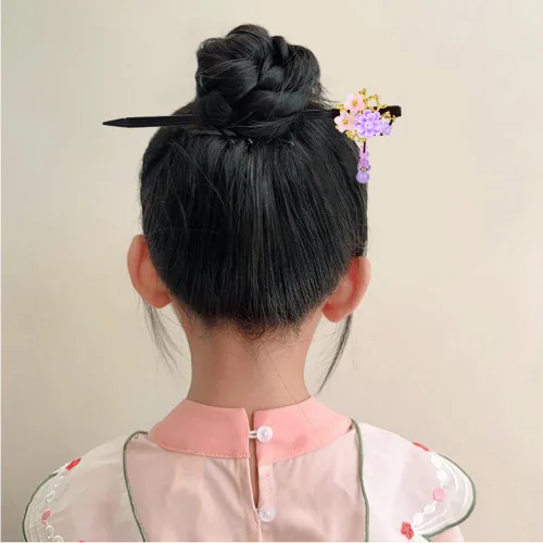 Miniatura 2 de inSowni 8 piezas vintage retro asiático, japonés, chino, tradicional, Hanfu con flores de madera con colgantes de cuentas, horquillas