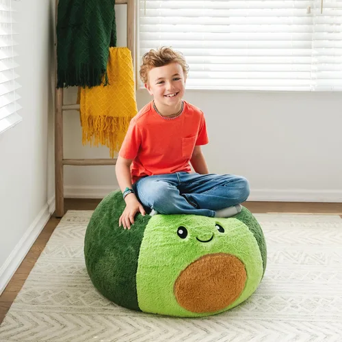 Miniatura 4 de Big Joe Avocado PlushiPals - Puf súper suave para niños, mezcla de poliéster de felpa ultrasuave, 2.5 pies recargable