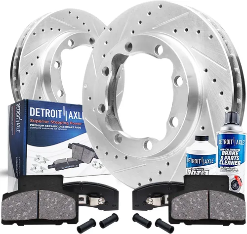 Miniatura 28 de Detroit Axle - Kit de freno trasero para Mercedes-Benz ML320 1998-2003, rotores de freno de disco ranurados perforados 03-05 ML350 Pastillas