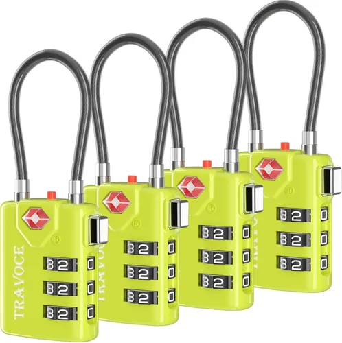 Miniatura 44 de Search Alert - Cerraduras de cable de equipaje de combinación de viaje aprobadas por la TSA para maleta, casillero de gimnasio, caja