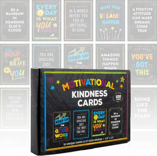 Global Printed Products Tarjetas motivacionales: 100 tarjetas inspiradoras, bondades, motivacionales y con citas. Tamaño de la tarjeta de