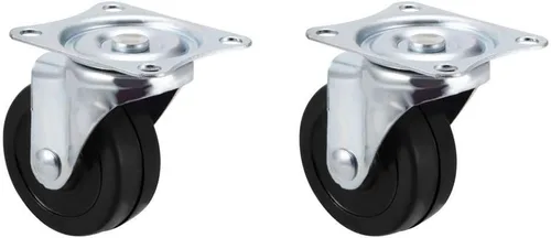 Miniatura 2 de Ruedas giratorias de 2.0 in, base de goma con placa superior y rodamiento, 2