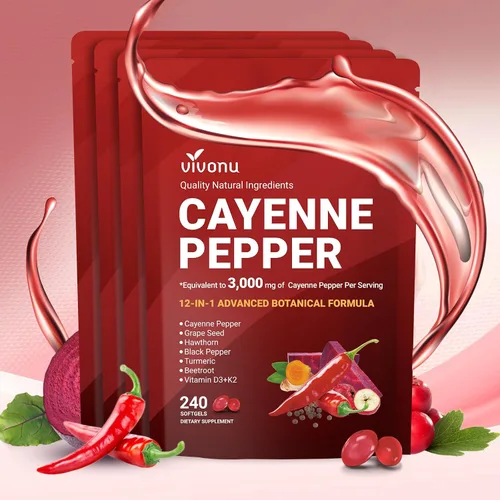 Miniatura 11 de VivoNu Suplemento de cápsulas blandas de pimienta de cayena, apoya la salud de las venas de las piernas, el corazón y los vasos sanguíneos