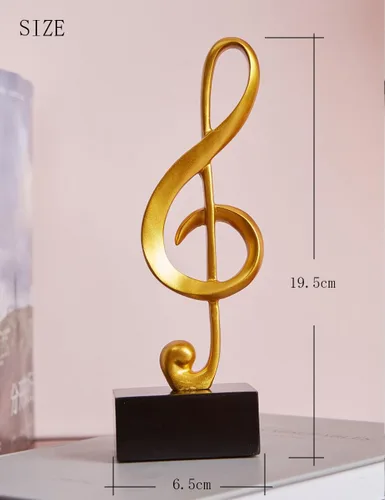 Miniatura 6 de HAUCOZE 3 piezas de decoración de notas musicales regalo musical mesa centro de mesa escultura estatua para sala de piano, oficina en casa oro 7.5