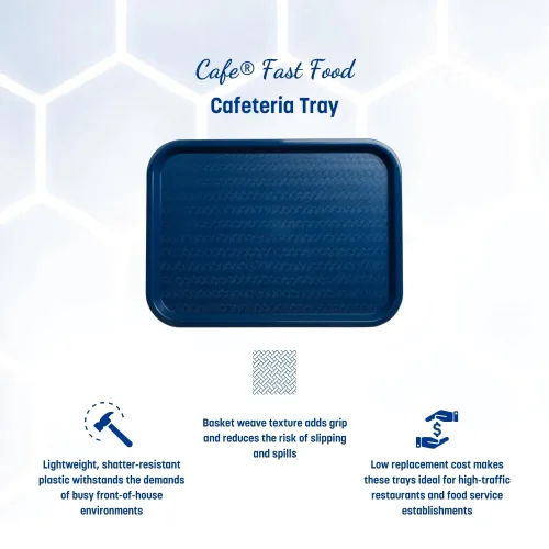Miniatura 2 de Carlisle FoodService Products CT101414 Bandeja estándar para cafetería/comida rápida, 10 x 14 pulgadas, azul (paquete de 24)