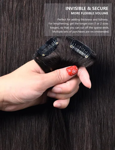 Miniatura 4 de Rosebud - Extensiones de cabello humano remy con clip, 8 unidades, 18 clips de 14 - 22 pulgadas